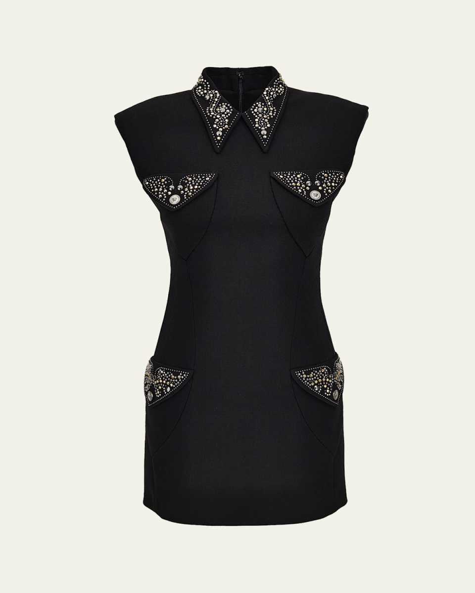 Studded Wool Crêpe Cocktail Dress